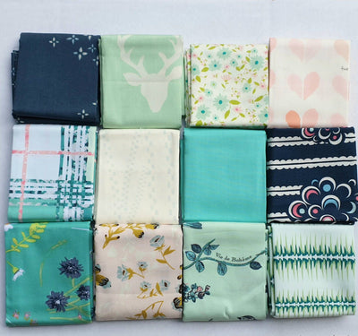 Art Gallery Fabrics 12pc Fat Quarter Pack - Assorted Blue and Green (Style A) - Paper Rose Studio