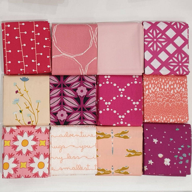 Art Gallery Fabrics 12pc Fat Quarter Pack - Assorted Pink, Peach and Purple (Style A) - Paper Rose Studio