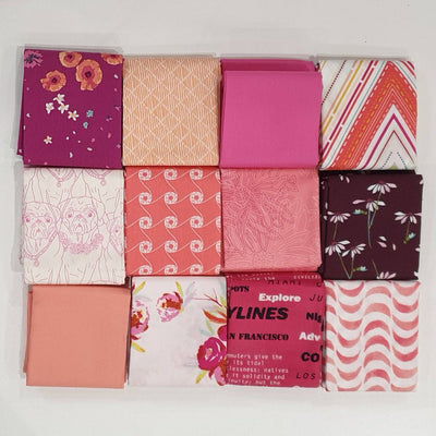 Art Gallery Fabrics 12pc Fat Quarter Pack - Assorted Pink, Peach and Purple (Style B) - Paper Rose Studio