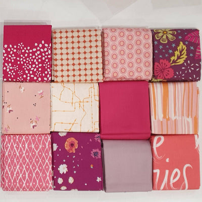 Art Gallery Fabrics 12pc Fat Quarter Pack - Assorted Pink, Peach and Purple (Style C) - Paper Rose Studio