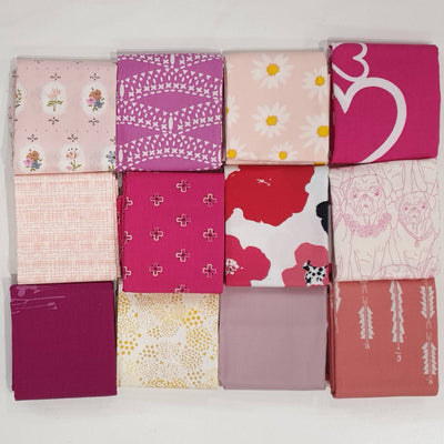 Art Gallery Fabrics 12pc Fat Quarter Pack - Assorted Pink, Peach and Purple (Style F) - Paper Rose Studio