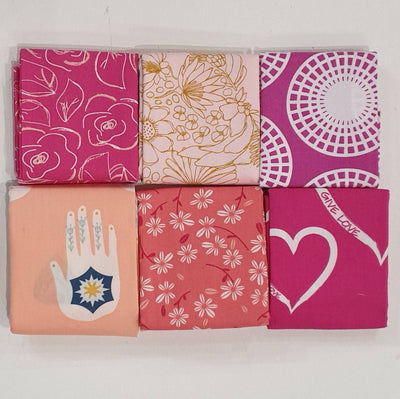 Art Gallery Fabrics 6pc Fat Quarter Pack - Assorted Pink, Peach and Purple (Style B) - Paper Rose Studio
