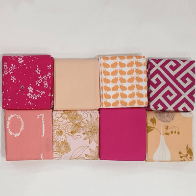 Art Gallery Fabrics 8pc Fat Quarter Pack - Assorted Pink, Peach and Purple - Paper Rose Studio