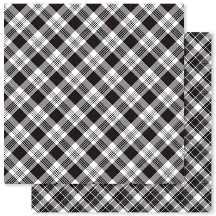 B&W Plaid C 12x12 Paper (12pc Bulk Pack) 20517 - Paper Rose Studio