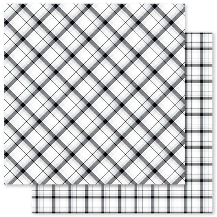 B&W Plaid D 12x12 Paper (12pc Bulk Pack) 20520 - Paper Rose Studio