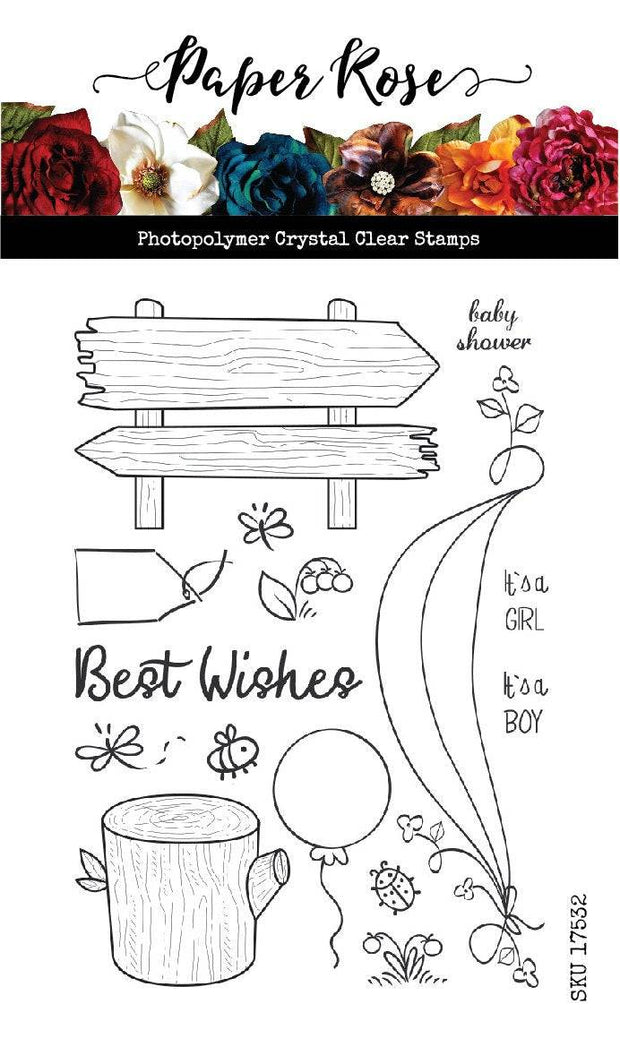 Papercuts Cardmaking Kit - Boho Baby 35095 - Includes 4x6" Clear Stamp & Die Set