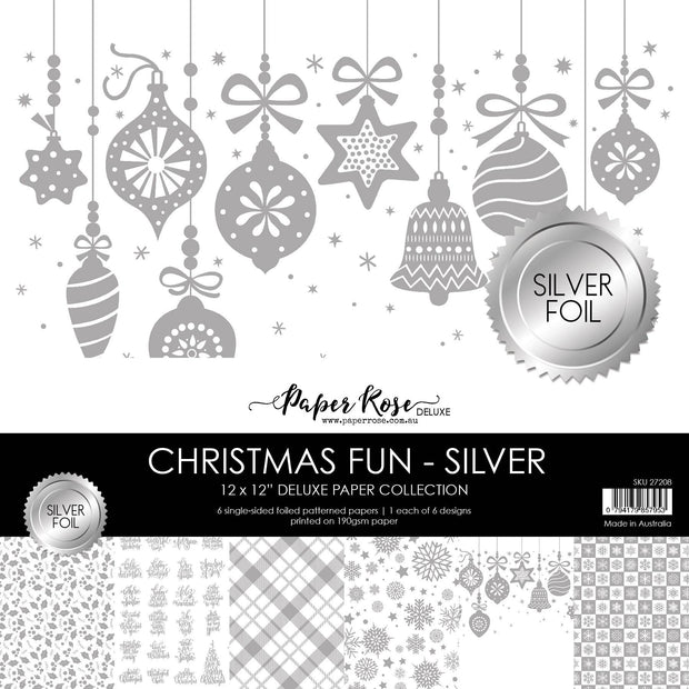 Christmas Fun 12x12 Paper Collection 27208 - Silver Foil - Paper Rose Studio