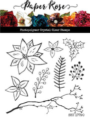 Christmas Poinsettia 4x4 CLEAR STAMP & DIE SET 17790 17791 DISCONTINUED