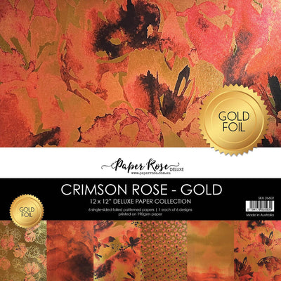 Crimson Rose - Gold Foil 12x12 Paper Collection 26602 - Paper Rose Studio