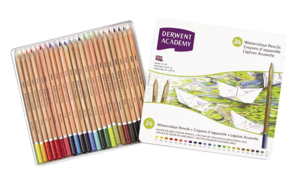 Derwent Academy 24 Watercolour Pencils - Paper Rose Studio