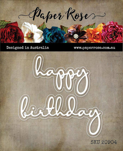 Happy Birthday Fine Script Layered Metal Cutting Die 20904 - Paper Rose Studio
