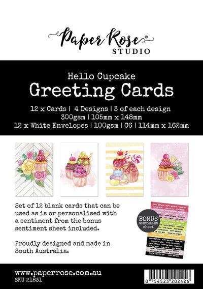 Hello Cupcake Greeting Cards - 12 pieces - 21831 - Paper Rose Studio