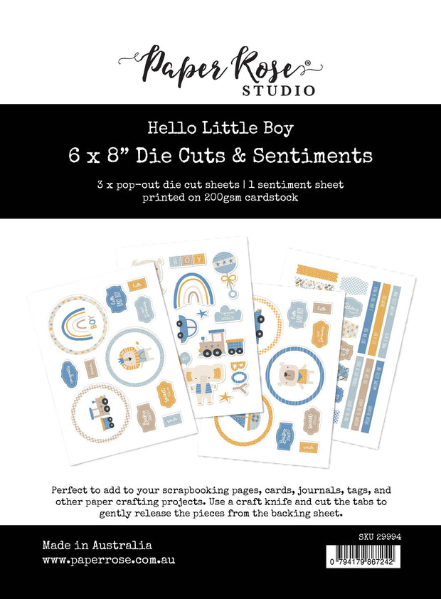 Hello Little Boy 6x8" Die Cuts & Sentiments 29994 - Paper Rose Studio