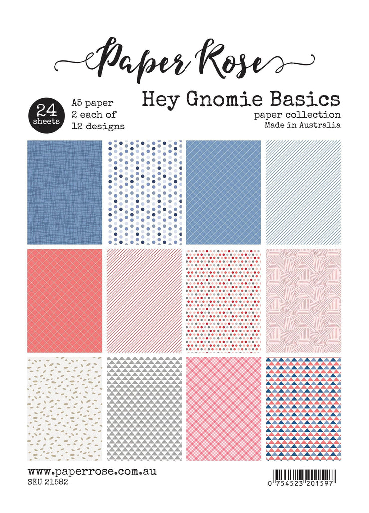 Hey Gnomie Basics A5 24pc Paper Pack 21582 - Paper Rose Studio