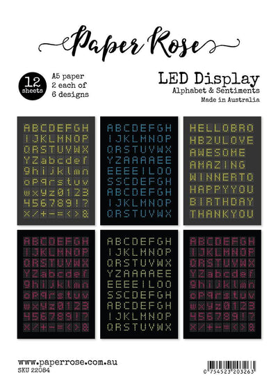 LED Display A5 12pc Sentiment Sheets 22084 - Paper Rose Studio