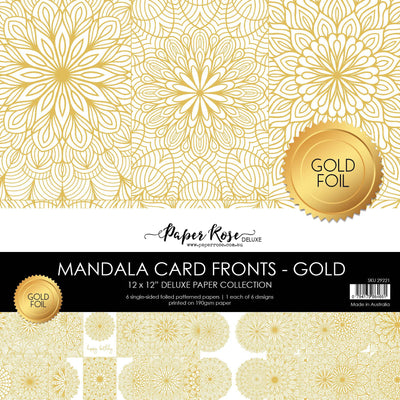 Mandala Card Fronts - Gold Foil 12x12 Paper Collection 29221 - Paper Rose Studio