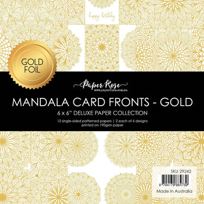 Mandala Card Fronts - Gold Foil 6x6 Paper Collection 29242 - Paper Rose Studio