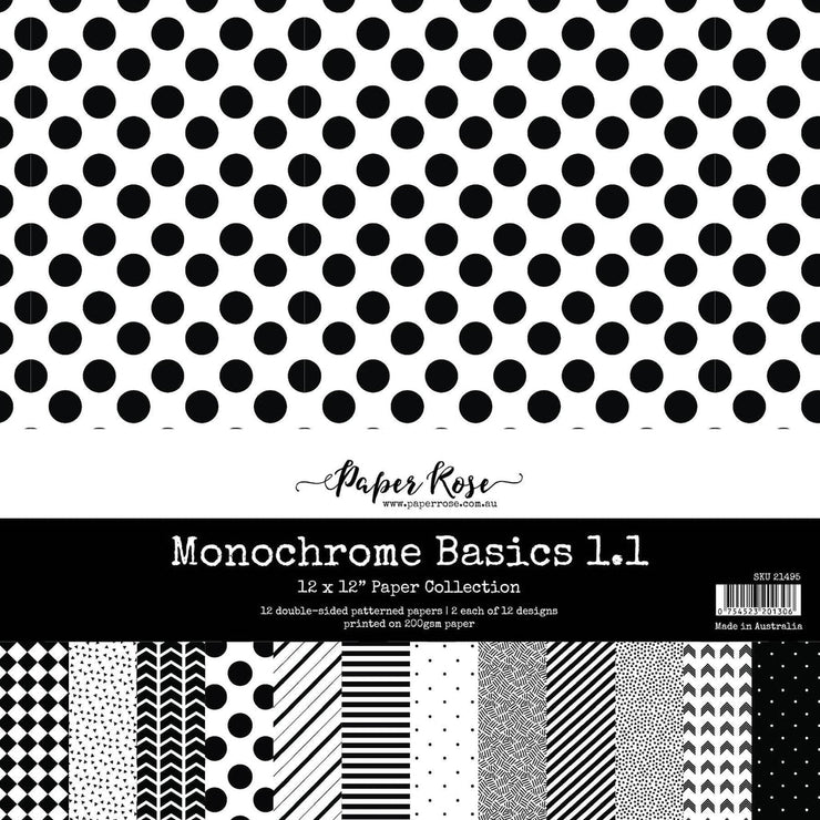 Monochrome Basics 1.1 12x12 Paper Collection 21495 - Paper Rose Studio