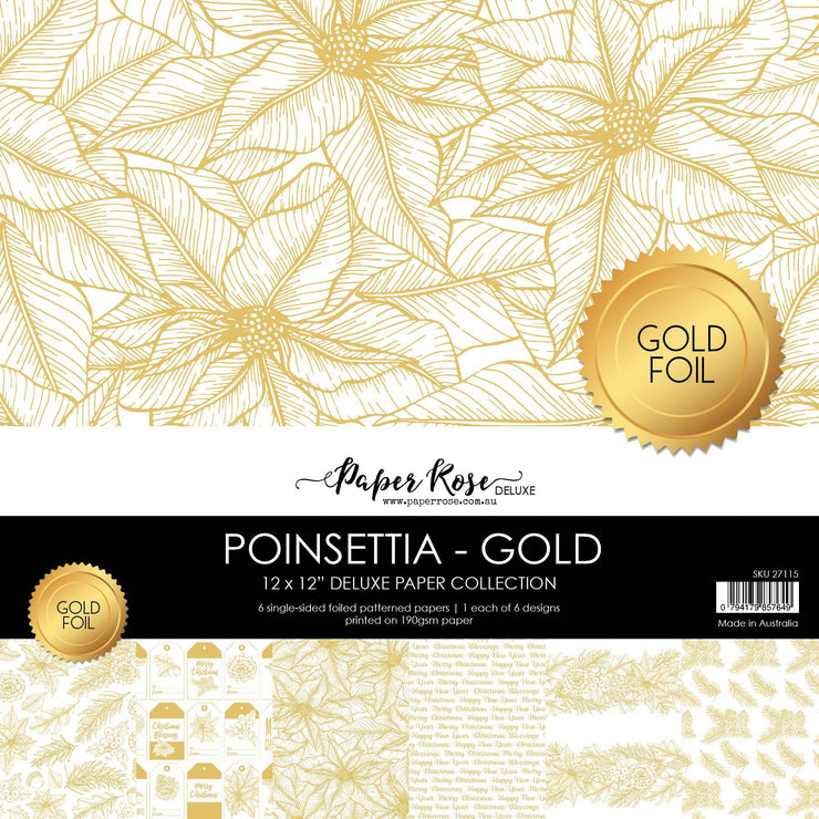 Poinsettia 12x12 Paper Collection 27115 - Gold Foil - Paper Rose Studio