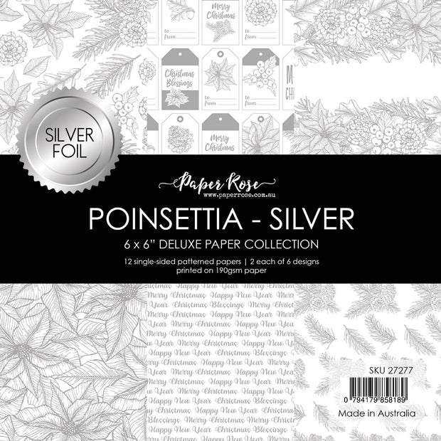 Poinsettia - Silver Foil 6x6 Paper Collection 27277 - Paper Rose Studio