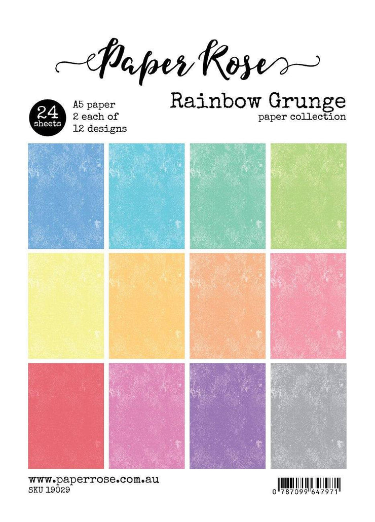 Rainbow Grunge A5 24pc Paper Pack 19029 - Paper Rose Studio