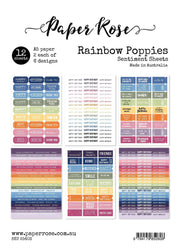 Rainbow Poppies A5 12pc Sentiment Sheets 25603 - Paper Rose Studio