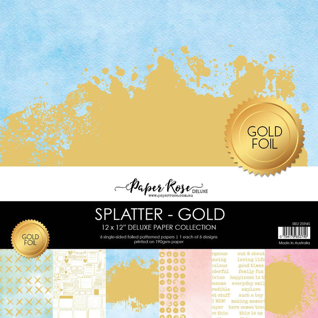 Splatter - Gold Foil 12x12 Paper Collection 25945 - Paper Rose Studio