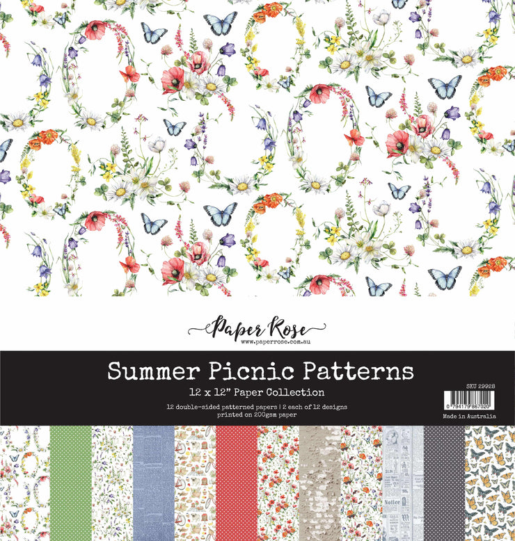 Picnic Pattern Ripped Paper Summer Picnic Patterns 12x12 Paper Collection 29928 – Paper Rose Studio