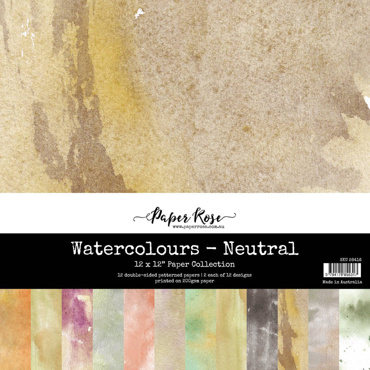Watercolours - Neutral 12x12 Paper Collection 26416 - Paper Rose Studio