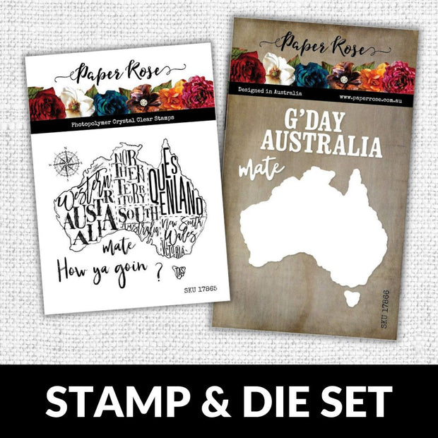 Map of Australia 4x4 CLEAR STAMP & DIE SET 17865 17866 DISCONTINUED