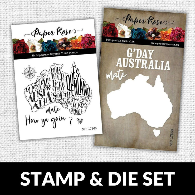 Map of Australia 4x4 CLEAR STAMP & DIE SET 17865 17866 DISCONTINUED