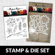 Christmas Poinsettia 4x4 CLEAR STAMP & DIE SET 17790 17791 DISCONTINUED