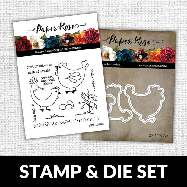 Hey Chick 4x4 CLEAR STAMP & DIE SET 17988 17989 DISCONTINUED