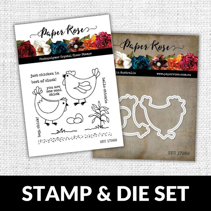 Hey Chick 4x4 CLEAR STAMP & DIE SET 17988 17989 DISCONTINUED