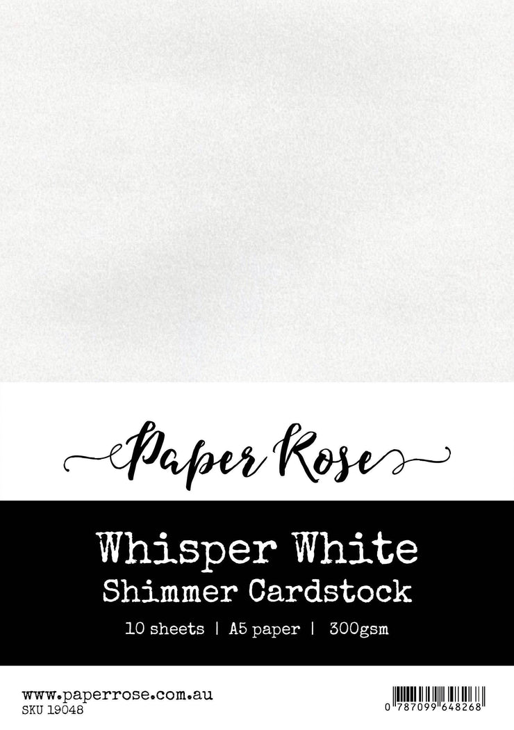 Whisper White Shimmer Cardstock A5 10pc 19048 - Paper Rose Studio