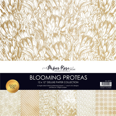 Blooming Proteas - Gold Foil 12x12 Paper Collection 30747 - Paper Rose Studio