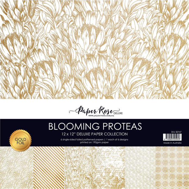 Blooming Proteas - Gold Foil 12x12 Paper Collection 30747 - Paper Rose Studio