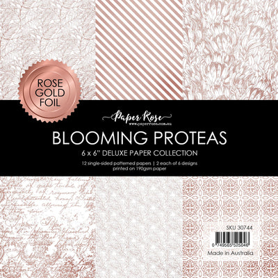 Blooming Proteas - Rose Gold Foil 6x6 Paper Collection 30744 - Paper Rose Studio