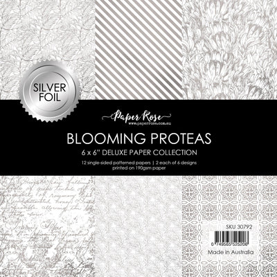 Blooming Proteas - Silver Foil 6x6 Paper Collection 30792 - Paper Rose Studio