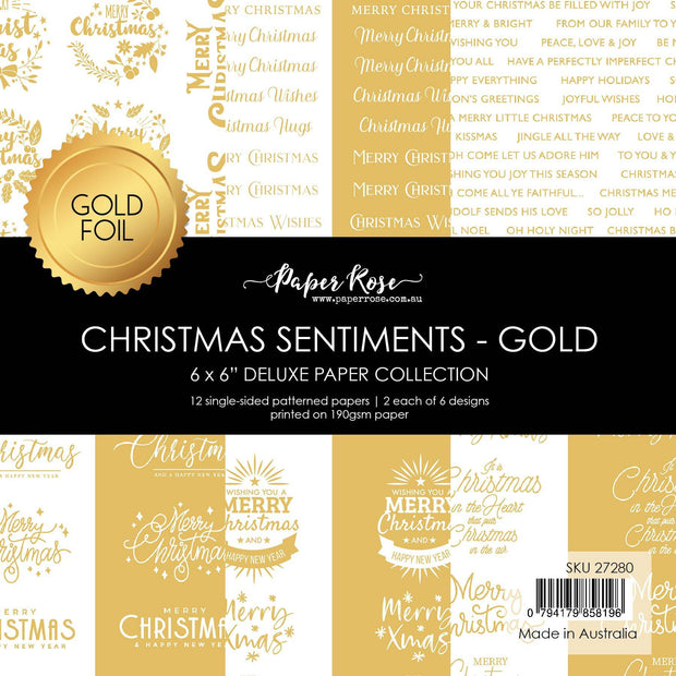 Christmas Sentiments - Gold Foil 6x6 Paper Collection 27280 - Paper Rose Studio