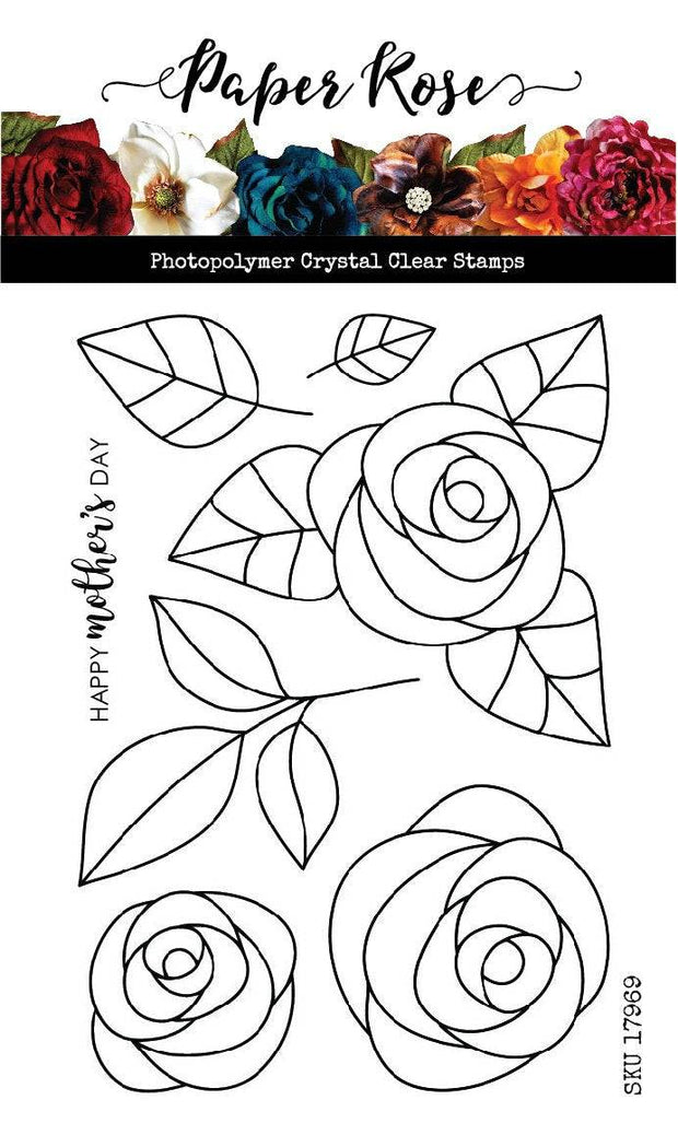 Ella's Garden Scribble Roses 4x6" Clear Stamp Set 17969 - Paper Rose Studio