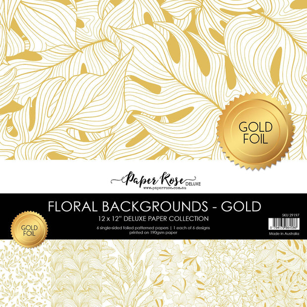 Floral Backgrounds - Gold Foil 12x12 Paper Collection 29197 - Paper Rose Studio