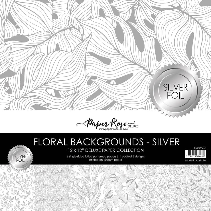 Floral Backgrounds - Silver Foil 12x12 Paper Collection 29269 - Paper Rose Studio