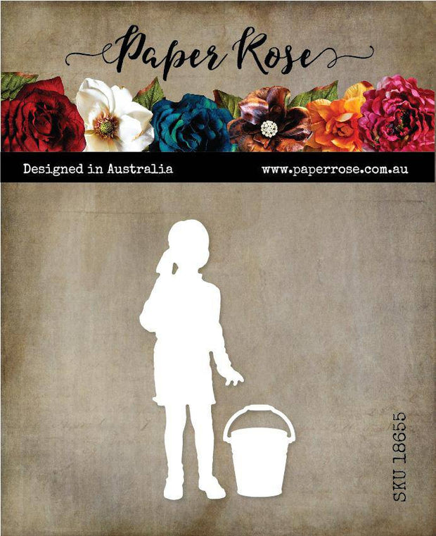 Girl with Bucket Silhouette Metal Cutting Die 18655 - Paper Rose Studio