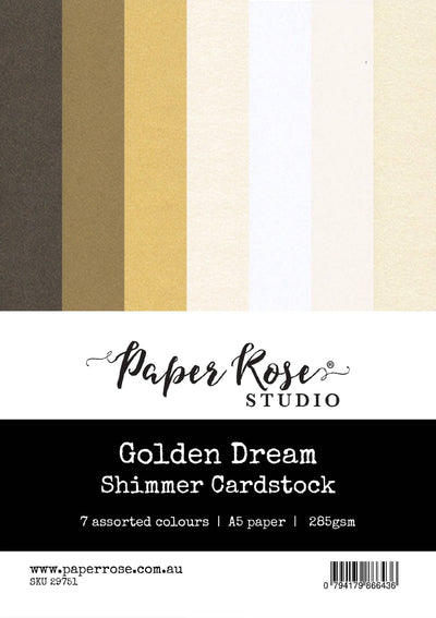 Golden Dream Assorted Shimmer Cardstock A5 7pc 29751 - Paper Rose Studio