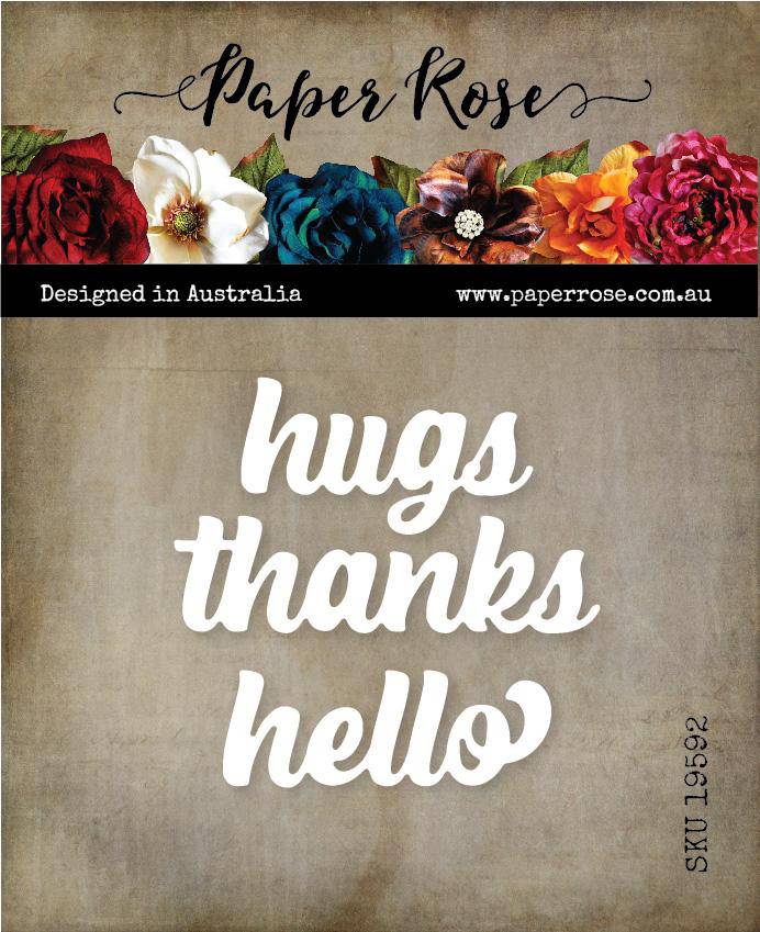 Hugs Thanks Hello Chunky Script Metal Cutting Die 19592 - Paper Rose Studio