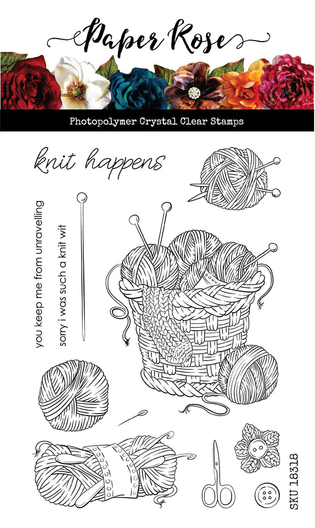 Knit Happens 4x6" Clear Stamp Set 18318 - Paper Rose Studio