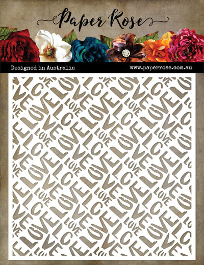 Love Text 6x6" Stencil 28804 - Paper Rose Studio