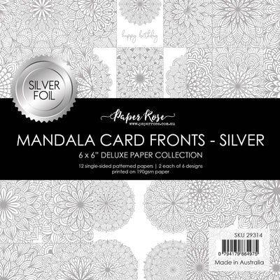 Mandala Card Fronts - Silver Foil 6x6 Paper Collection 29314 - Paper Rose Studio