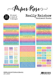 Rainbow A5 12pc Sentiment Sheets 19026 - Paper Rose Studio